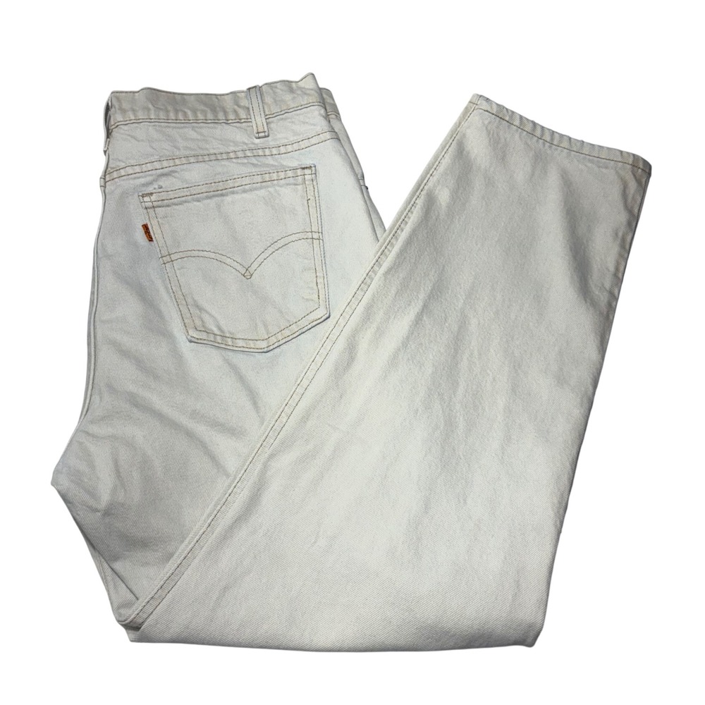 Levi's 550 Relaxed Fit Tapered Leg Mens 35x30 Beige Orange Tab Made in USA 80s